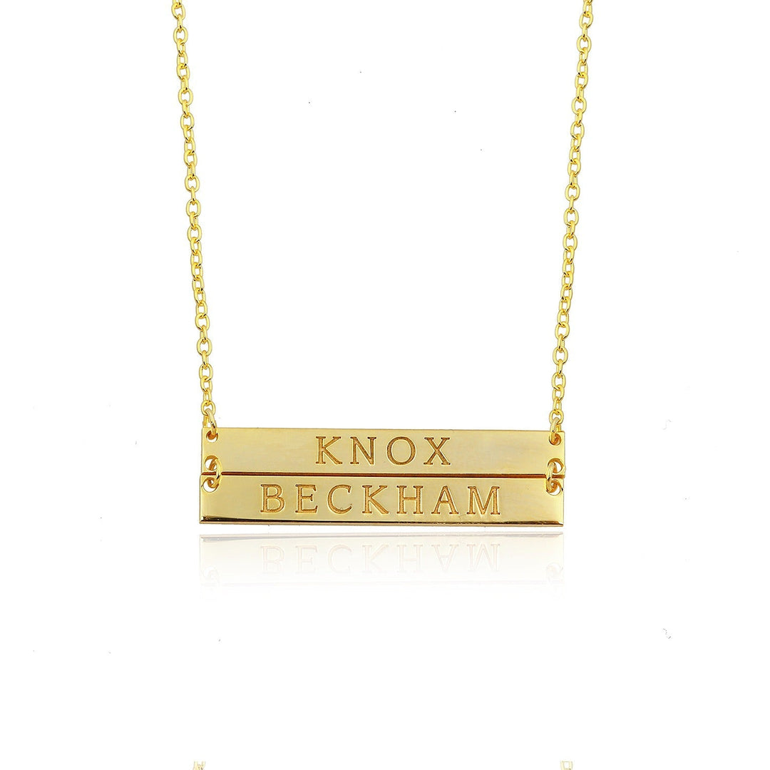 Water Resistant Custom Double Bar Nameplate Necklace