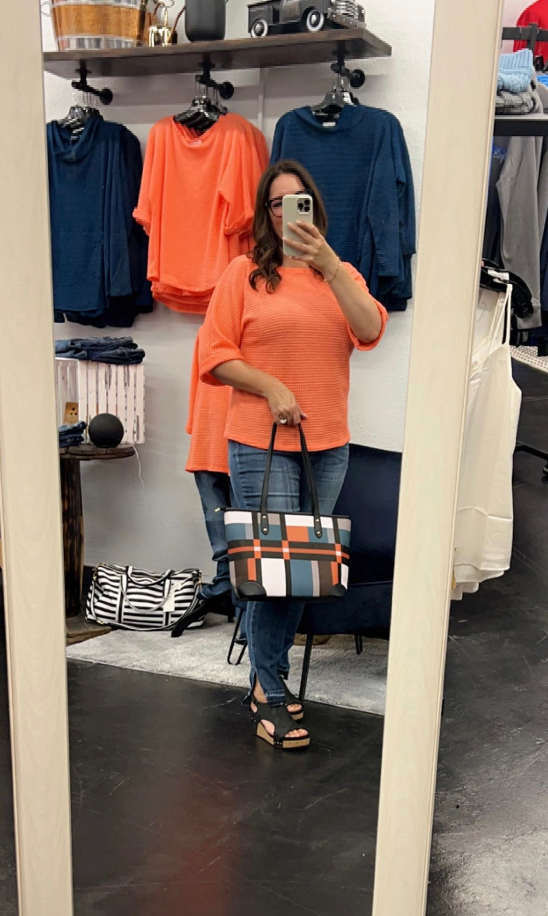 Orange Knitted S/S Top